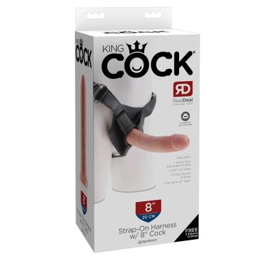 King Cock - Realistyczne Dildo Strap-On 20 CM Jasny Kolor Skóry